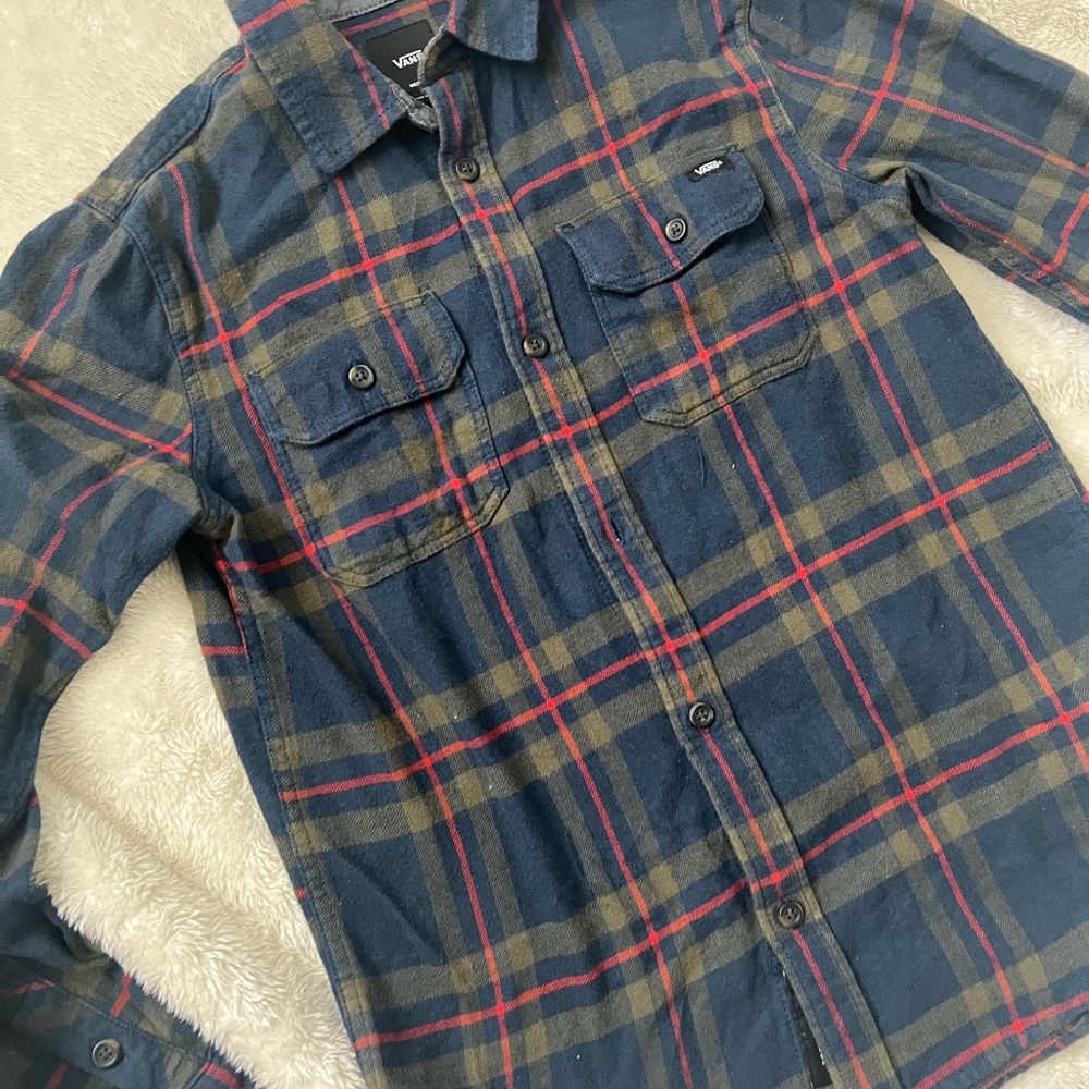 Vans Navy and Red Checkered Shirt
